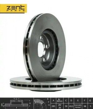 диск тормозной передний!\ Citroen C8, Peugeot 807 2.0-2.2HDi 02> Z06203 ZENTPARTS