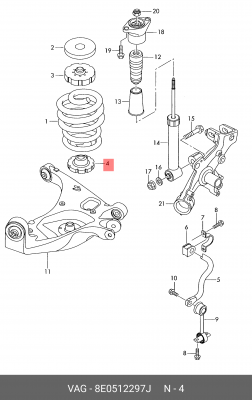 опора пружины задней подвески!\ Audi A4/A5/A7/Q5 08> 8E0 512 297 J VAG