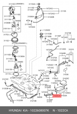 гайка системы выпуска! M8x1.25\ Hyundai Accent 99>, KIA Rio 04> 1022608007K HYUNDAI