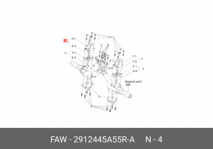 Опора задней рессоры (6*6) задн.прав., средн.лев. 2912445A55R-A FAW