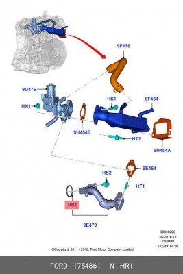 Кольцо уплотнительное FORD Transit 906-) OE 1 754 861 FORD