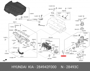 Прокладка HYUNDAI Santa Fe (13-) KIA Sportage (15-) клапана контроля выхлопных г 284942F000 HYUNDAI KIA