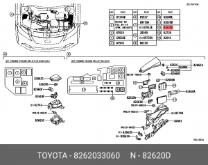 блок предохранителей!\ Toyota 82620-33060 TOYOTA