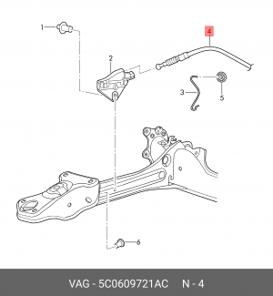 Трос стояночного тормоза VW Jetta (11-14) OE 5C0 609 721 AC VAG