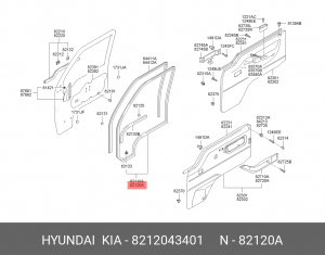 Уплотнитель двери HYUNDAI Porter правый круговой OE 8212043401 HYUNDAI KIA