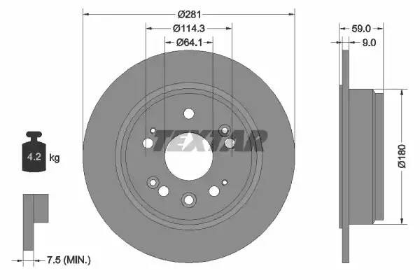 92165703 диск тормозной задний!\ Honda CR-V II 2.0i/2.4 02-06 92165703 TEXTAR