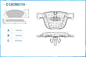 Тормозные колодки задние, Low Metallic C12CR0174 C12CR0174 CWORKS