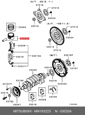 Поршень двигателя MITSUBISHI Lancer (03-08),Outlander (01-08) STD с пальцем (1шт MN183225 MITSUBISHI