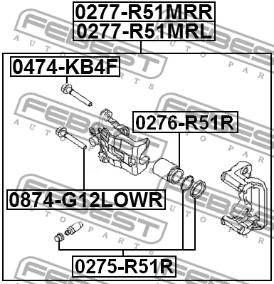 Поршень задн суппорта NISSAN PATHFINDER R51M 2005.01-2014.11 0276-R51R 0276-R51R FEBEST