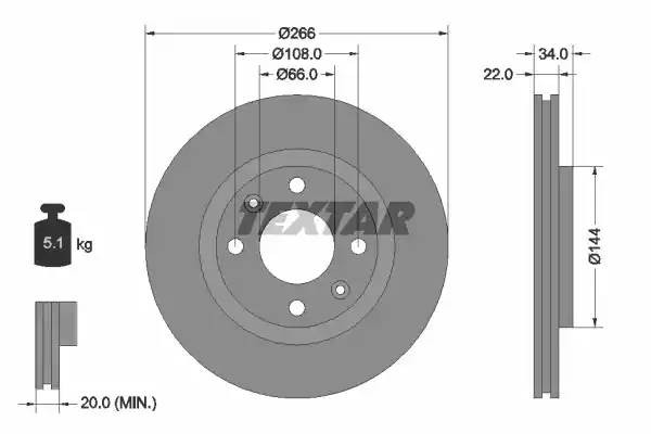 92111503 диск тормозной передний!\ Citroen C3/Xsara,Peugeot 206 1.1-2.0HDi 96> 92111503 TEXTAR