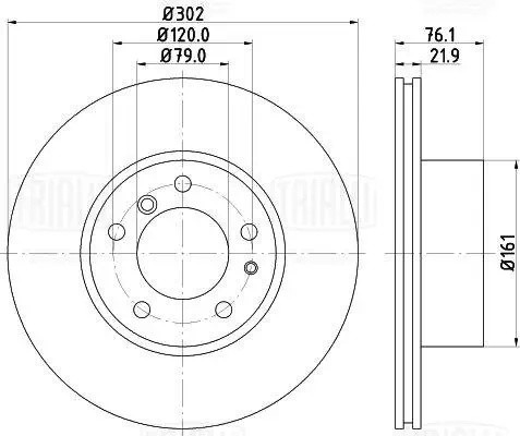 Диск торм. BMW 5 (E34) (87-)/7 (E32) (86-) перед. d=302 (DF 261511) DF261511 TRIALLI