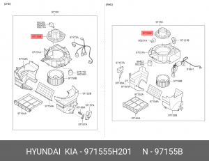 Мотор отопителя HYUNDAI HD65,72,78 салона OE 971555H201 HYUNDAI KIA