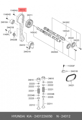 Ремень ГРМ HYUNDAI Accent KIA Cerato,Rio (105х22) OE 24312-26050 HYUNDAI KIA