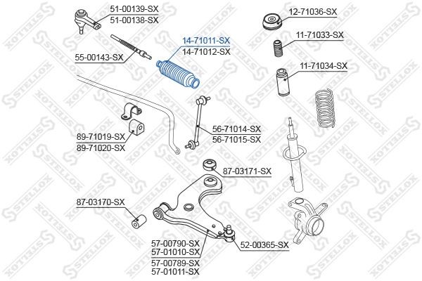 пыльник рейки рулевой! без г/у\ Mazda 121 ZQ 96>, Ford Fiesta all 83> 14-71011-SX STELLOX