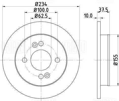 Диск тормозной задний d=234 DF073114 TRIALLI