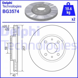 BG3574 диск тормозной передний!\ Fiat Punto 1.8 99> BG3574 DELPHI