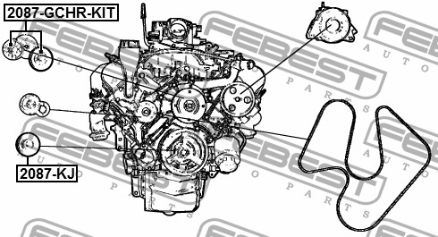 Ролик натяжной (компл-2шт) JEEP GRAND CHEROKEE III 2004-2010 2087-GCHR-KIT 2087-GCHR-KIT FEBEST