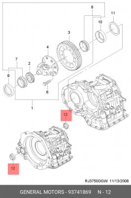 Сальник привода CHEVROLET Aveo левого OE 93741869 GENERAL MOTORS