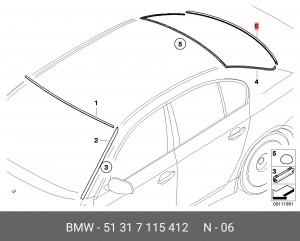 молдинг стекла заднего!\ BMW 51 31 7 115 412 BMW