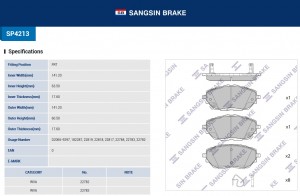 Колодки тормозные TOYOTA C-HR (16-) передние (4шт.) SANGSIN SP4213 SANGSIN