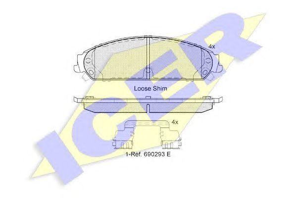 182068 колодки диковые передние!\ Chrysler 300C 3.0CRD/3.5/5.7 04> 182068 ICER