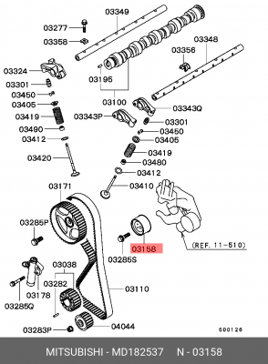 НАТЯЖИТЕЛЬ-РОЛИК РЕМНЯ ГРМ 4G63-16V-SOHC MD182537 MD182537 MITSUBISHI