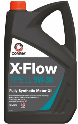 COMMA 5W30 X-FLOW TYPE LL (5L) масло мот.! синт A3/B4,API SL/CF,GM-LL-B-025,MB 2 XFLL5L COMMA