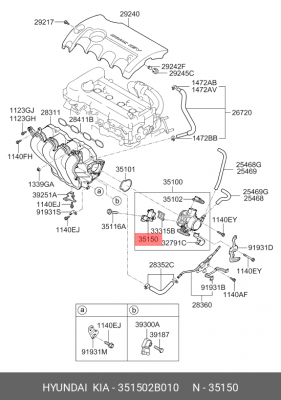 Регулятор холостого хода HYUNDAI Elantra OE 351502B010 HYUNDAI KIA