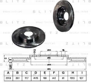 диск тормозной передний!\ Renault Clio/Megane/R19 1.4-1.9TD 83> BS0108 BLITZ