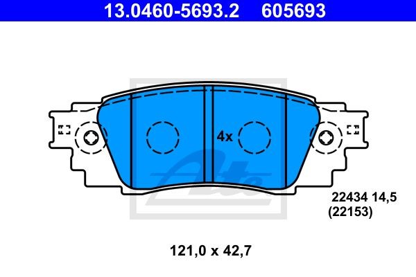 13.0460-5693.2 колодки дисковые задние!\ Lexus RX RX AGL2/GGL2 15> 13.0460-5693.2 ATE