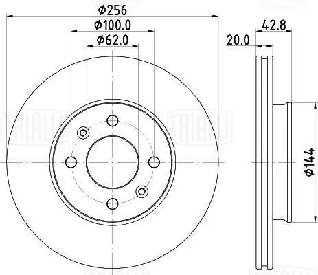Диск торм. Kia Picanto (17-) перед. d=256 (DF 084418) DF084418 TRIALLI