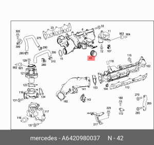 Соединительная трубка MERCEDES-BENZ A642 098 00 37 A  6420980037 MERCEDES BENZ