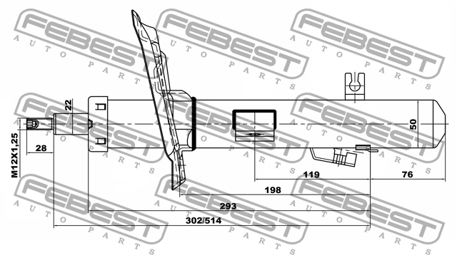 Амортизатор передн правый NISSAN QASHQAI II 13- 02110-001FR 02110-001FR FEBEST