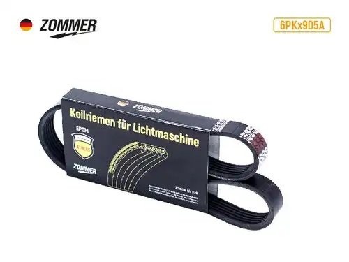 Ремень 905 (6PK) привода насоса ГУР дв. 514 УАЗ Хантер EPDM 6PK905A ZOMMER