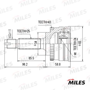 ШРУС наружный с ABS MITSUBISHI GALANT VII-VIII 92-03 GA20667 GA20667 MILES