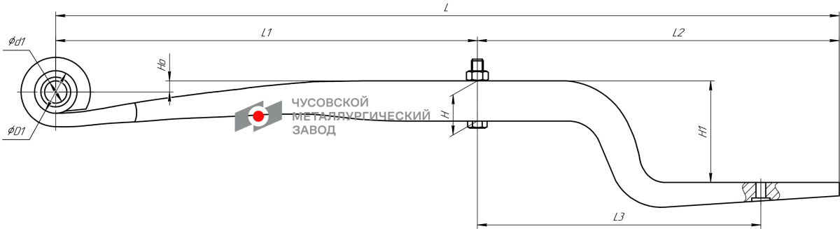 Полурессора SCHMITZ задняя прицепа (1 лист) гнутая L=1050мм ЧМЗ SPRINGER 1005401SMZ014896 OMK AUTO
