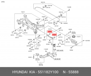 Сайлентблок заднего поперечного рычага 55118-2Y100 551182Y100 HYUNDAI KIA