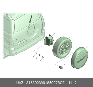 КОНТЕЙНЕР ЗАПАСНОГО КОЛЕСА "PATRIOT" (БЕЛЫЙ) 316300390185007BCE 316300390185007BCE UAZ UAZ