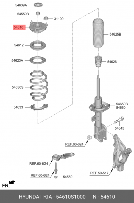 Опора амортизатора HYUNDAI Santa Fe (18-) переднего OE 54610S1000 HYUNDAI KIA