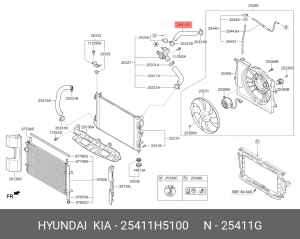 Шланг радиатора 25411H5100 HYUNDAI KIA