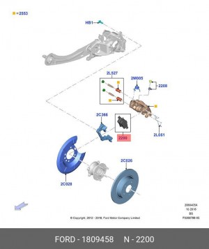 Колодки тормозные FORD Focus (11-) задние (4шт.) OE 1809458 FORD