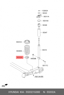 Прокладка HYUNDAI Accent (05-),ix35 (13-) KIA Rio (05-) пружины подвески задней  553321G000 HYUNDAI KIA