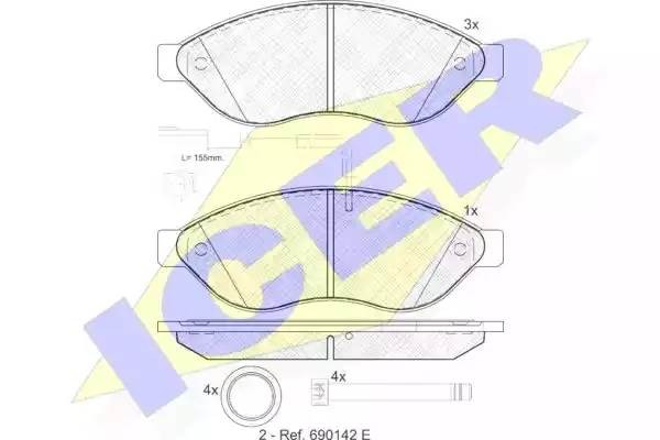 141803 колодки дисковые передние!\ Citroen Jumper,Fiat Ducato,Peugeot Boxer 2.2H 141803 ICER