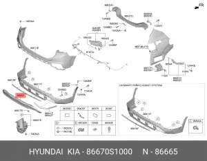 Панель HYUNDAI Santa Fe (18-20) бампера заднего OE 86670S1000 HYUNDAI KIA
