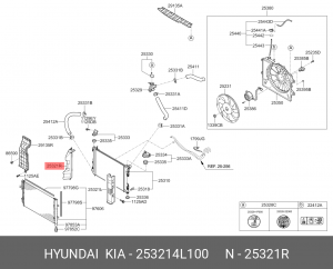 кожух защитный радиатора прав.!\Hyundai Solaris 253214L100 HYUNDAI
