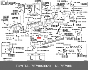 OETOY-75798-60020 молдинг двери! \ Toyota Land Cruiser Prado 02-09 75798-60020 TOYOTA