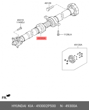 Вал карданный KIA Sorento (12-) OE 493002P500 HYUNDAI KIA