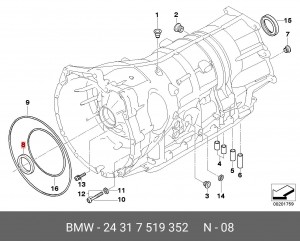 сальник КПП!\ BMW E60/E65/E66 2.5/3.0/3.0D M54/M57 98>  24 31 7 519 352 BMW