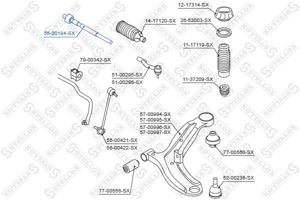 тяга рулевая!\ Hyundai ix20, KIA Soul/Venga 1.4/1.6/1.4D/1.6D 09> 55-00184-SX STELLOX