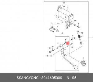 Втулка SSANGYONG Kyron (05-),Actyon (06-),Actyon Sport (06-/12-) пружины педали  3041605000 SSANG YONG